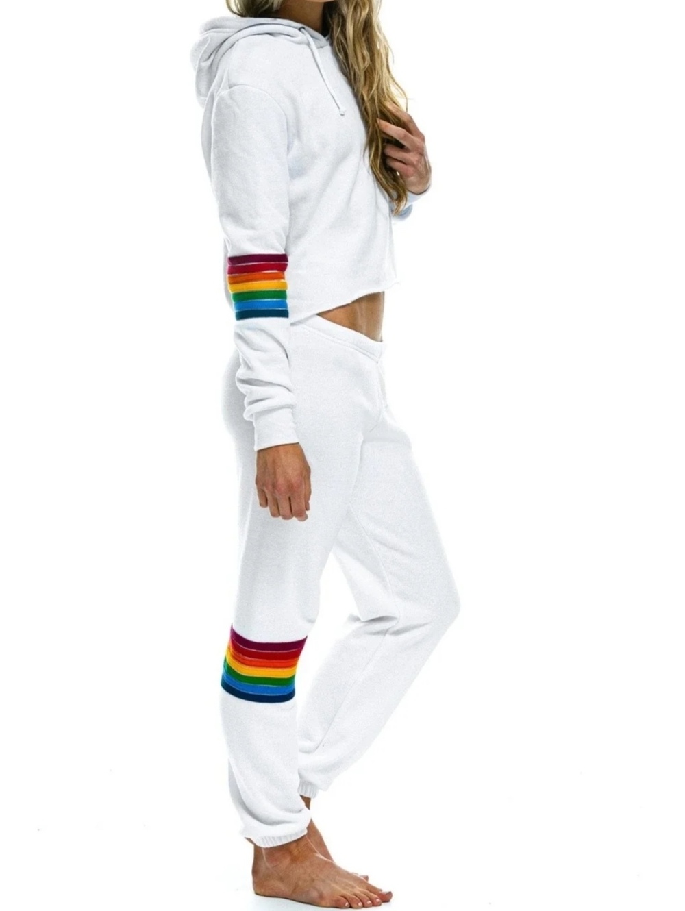 Aviator Nation 5 Stripe Sweatpants in Vintage White size L